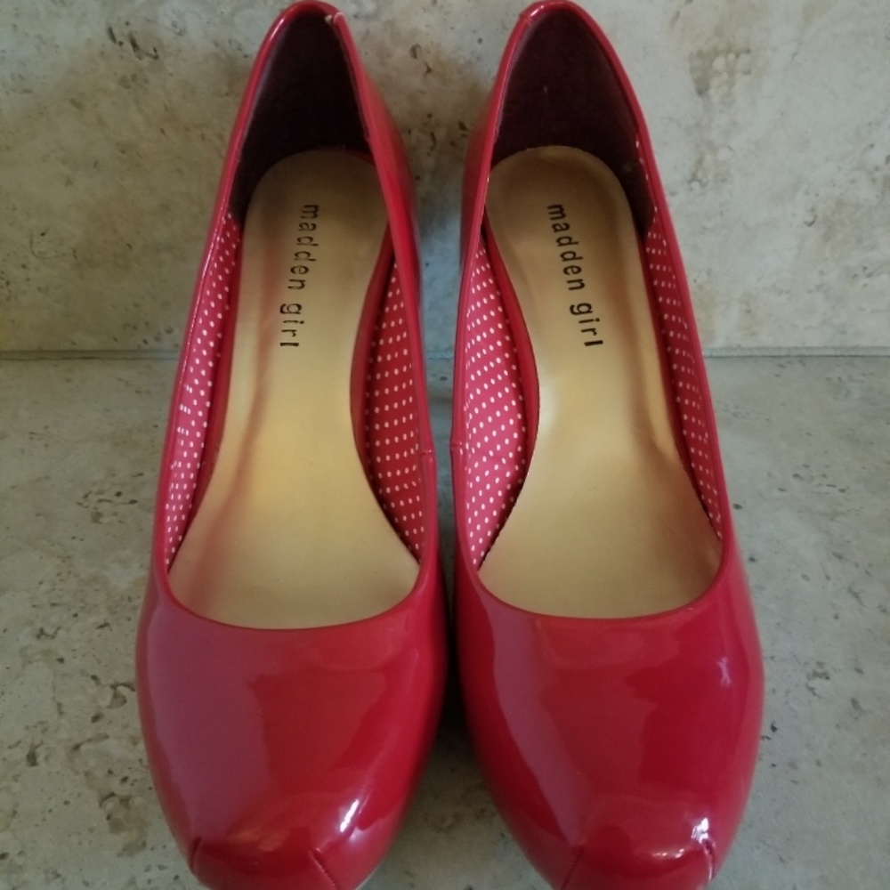 Madden Girl Shiny Red Heels